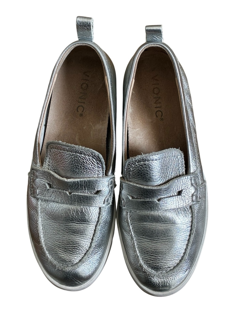 Vionic Uptown Silver Metallic Slip-On Loafers